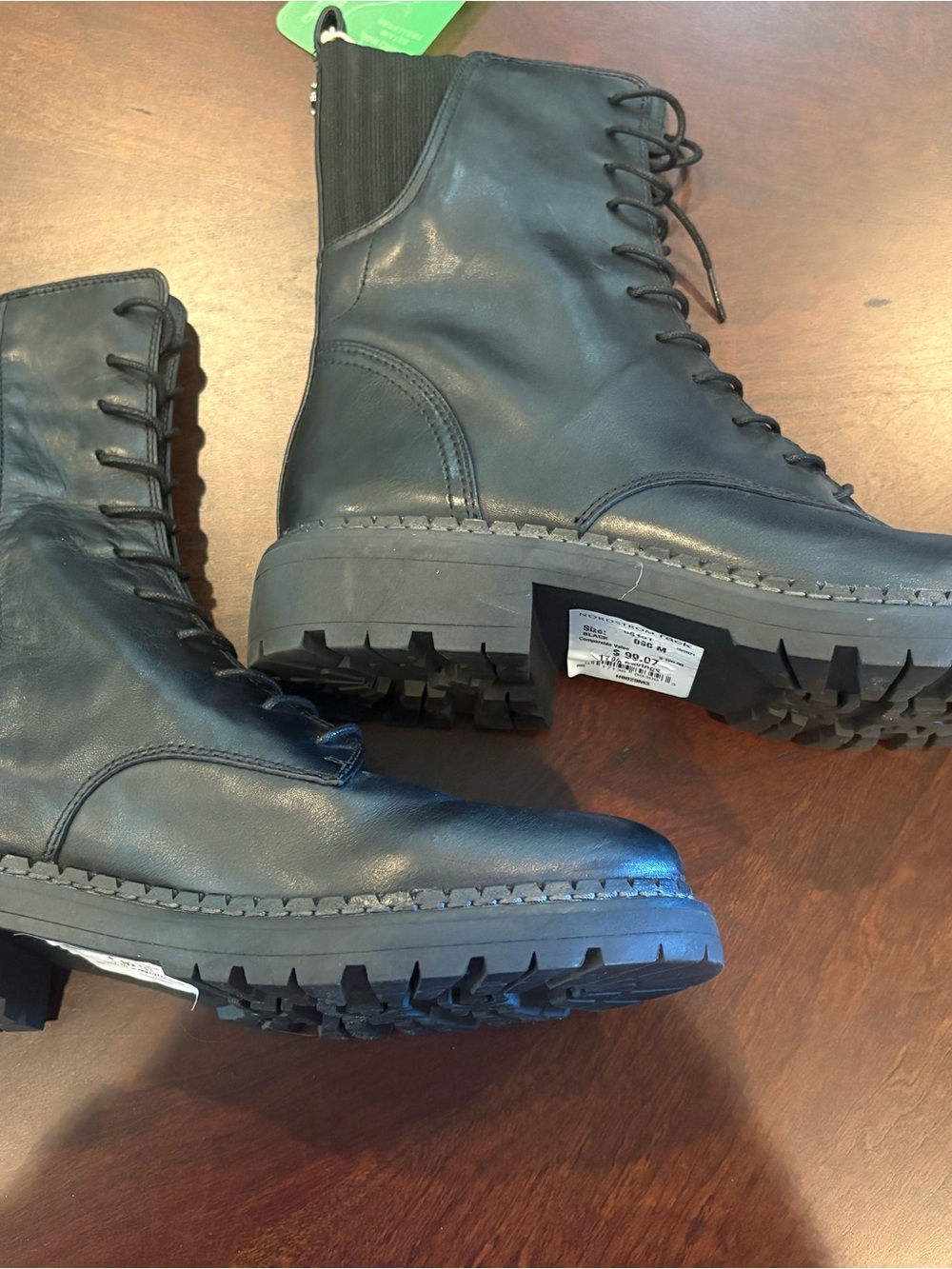 Sam Edelman Black Lace-Up Lug Sole Ankle Boots - Picture 2 of 8